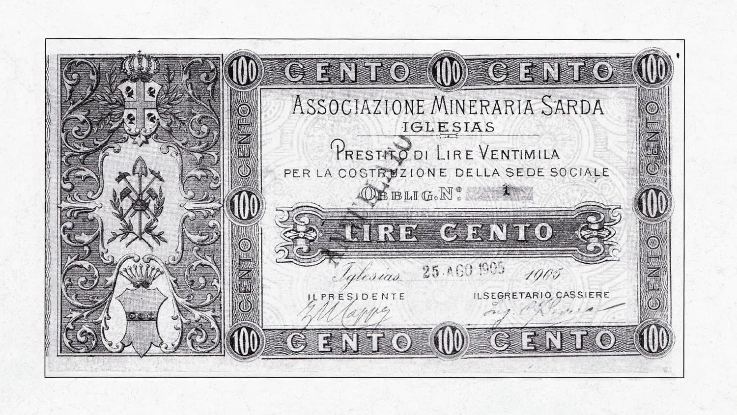Cedola obbligazionaria prestito 1905 - Archivio AMS